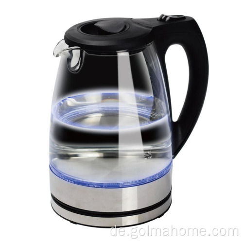 Golmahome 1,7L lang warm halten pfeifender Tee Wasserkocher aus Glas mit Heizelement Wasserkocher